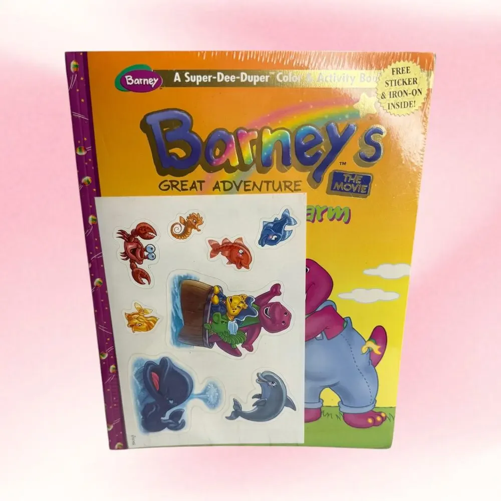 Vintage 1998 Barney's Great Adventure Movie Coloring Books Lot 6 Sealed NOS Rare